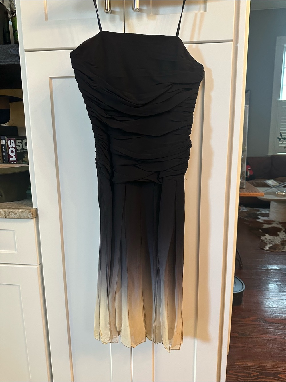BCBGMaxAzria Black to Cream Ombre Strapless Dress